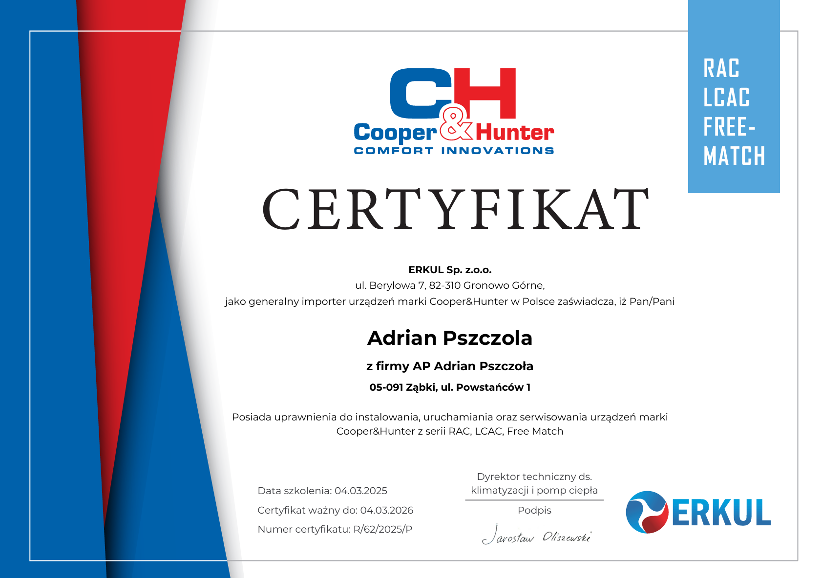 Certyfikat Partnera BeeCool